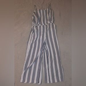 Black and White Striped Pants Romper